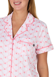 Pearl Shells Pink Short Sleeved Cropped Pajama Set