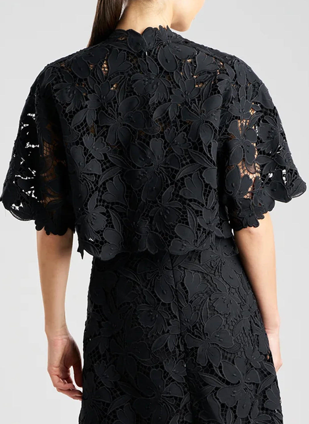 Peony Floral Lace Black Bolero