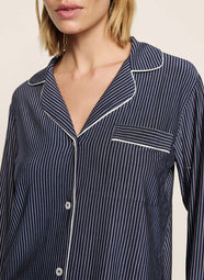 Gisele Printed Duo Stripe Navy Pajama Set