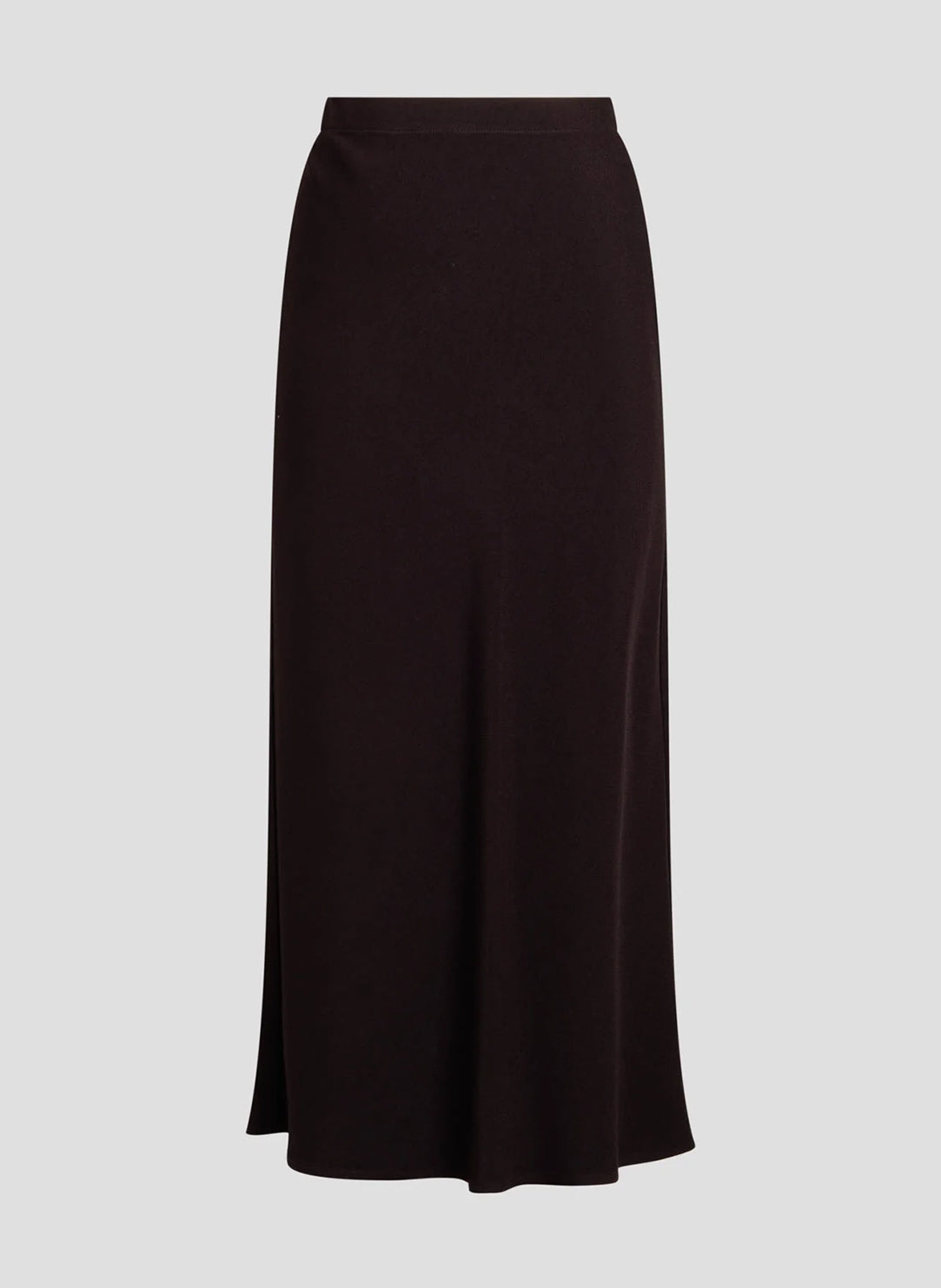 Stretch Crepe Dark Chestnut Pull on Midi Skirt