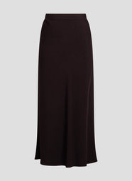Stretch Crepe Dark Chestnut Pull on Midi Skirt