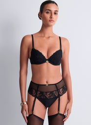 Sweet Euphoria Black Garter Belt Thong