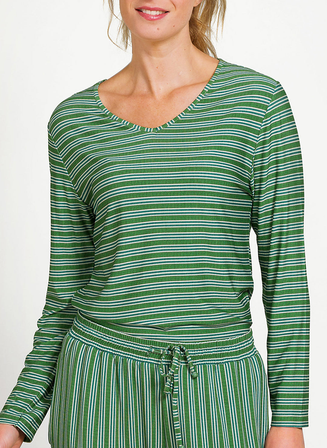 Kente Stripe Green Trice Long Sleeve Top
