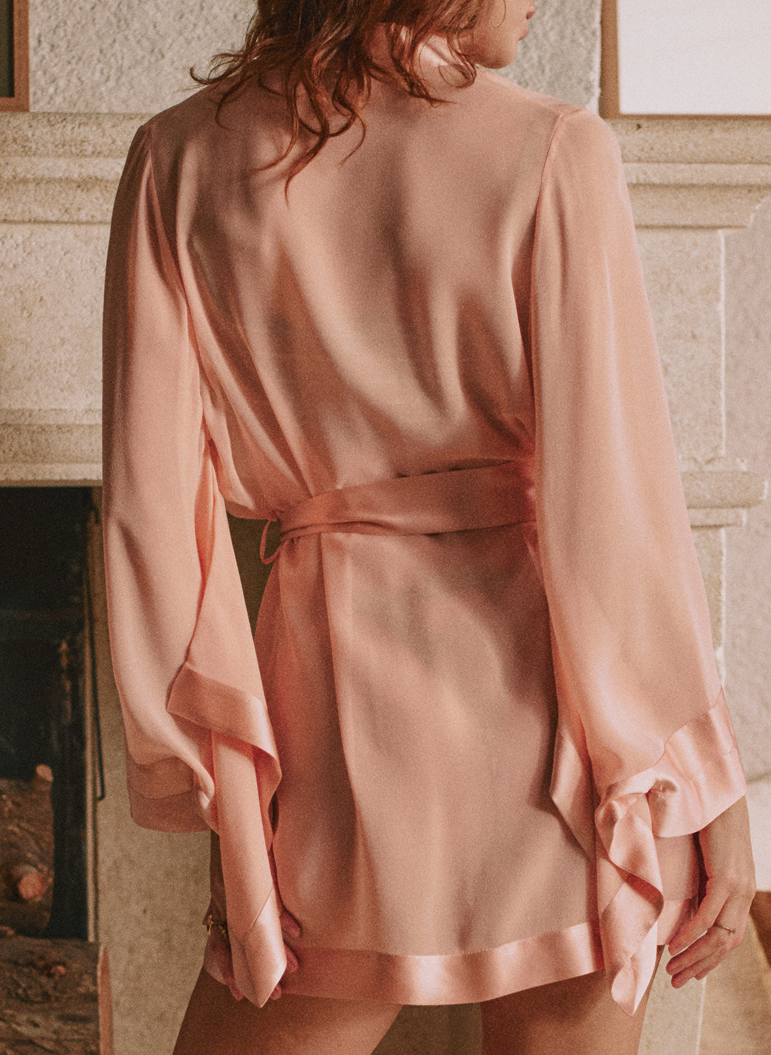 Daniella Mousseline Poudre Short Silk Chiffon Robe