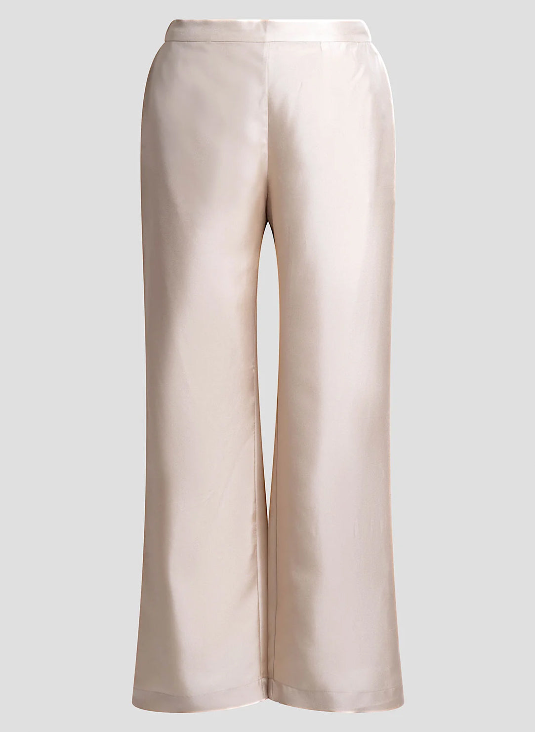 Solid Silk Twill Bone Pull On Straight Leg Pant