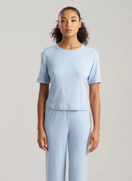 Skye Rib Blue Sky Short Sleeve Top