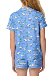 Swan Serenade Blue Short PJ Set
