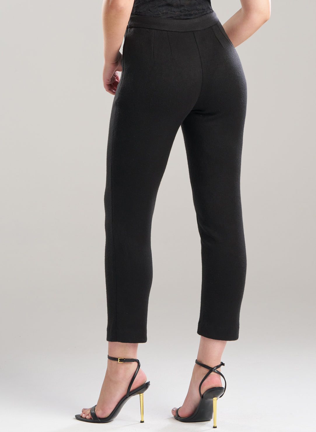 Double Knit Black Side Zip Ankle Pants