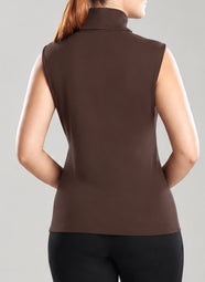 Layering Jersey Dark Chestnut Sleeveless Turtleneck Top