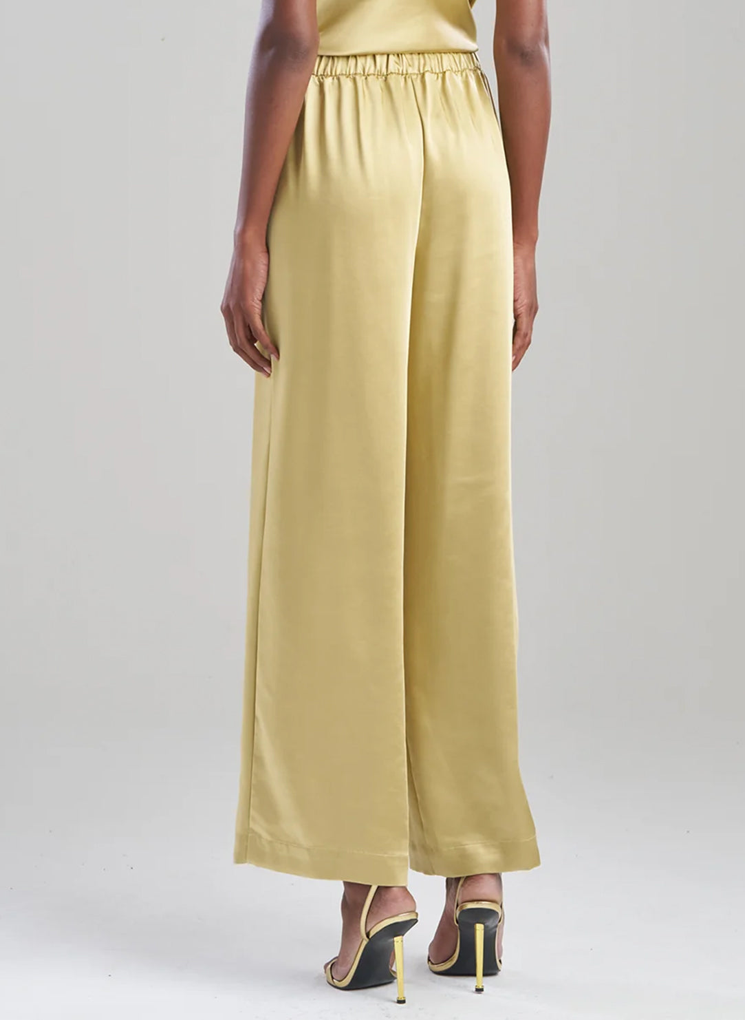 Luxe Satin Gold Wide Leg Pull on Pants
