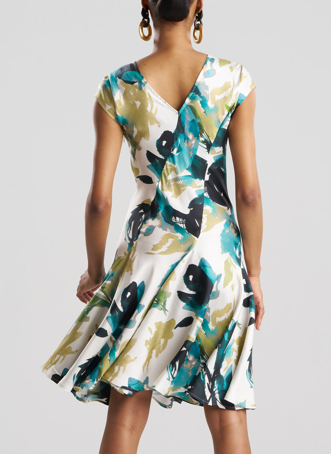 Mira Silk Twill Midnight Teal Asymmetric Swing Dress