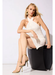 Waves White Mini Halter Dress Swim Cover