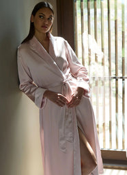 Satin Plush Pink Rose Long Robe