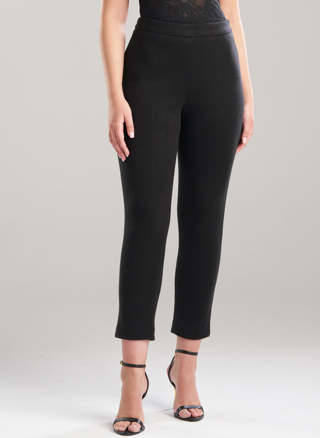 Double Knit Black Side Zip Ankle Pants