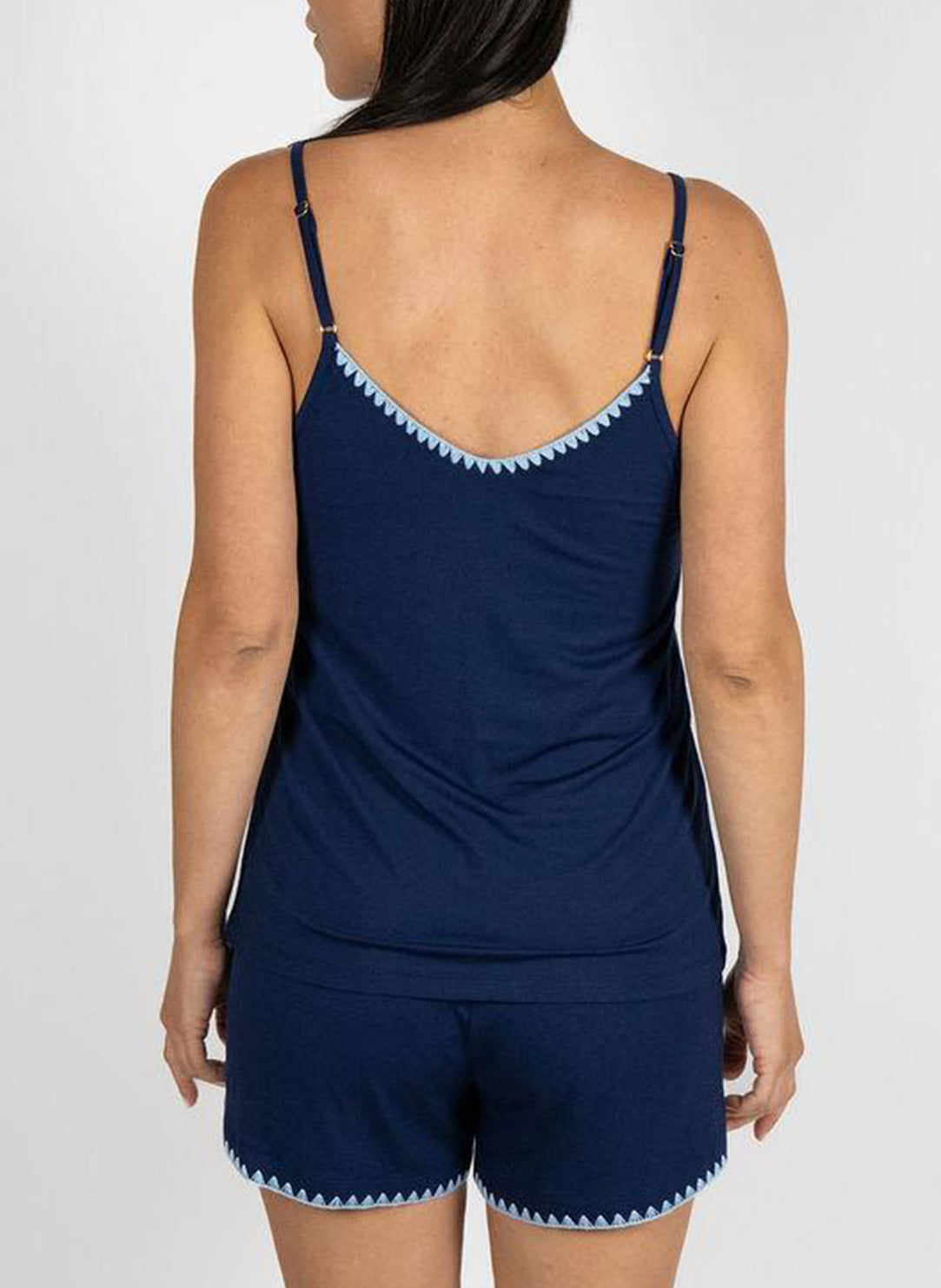Cute Stitching Sailor Blue Cami Short Set