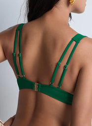 Sparkling Treasure Palm Green Swim Triangle Plunge Top