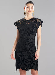 Shirin Velvet Lace Black Sheath Dress