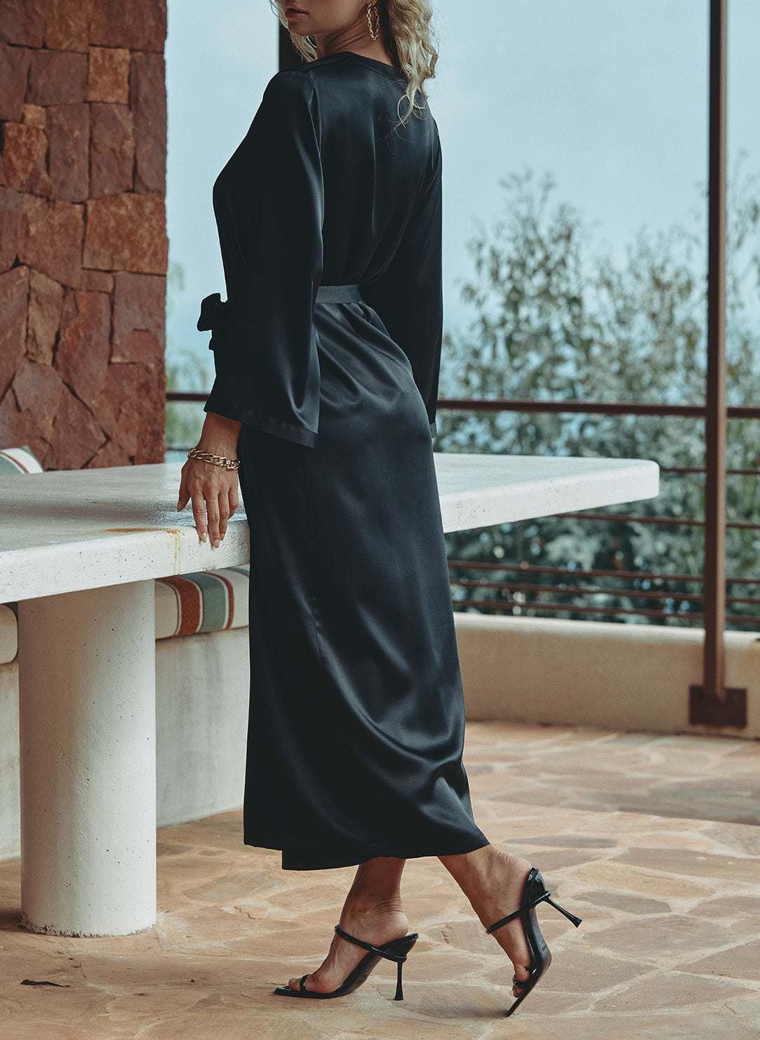 Tracy Black Long Robe