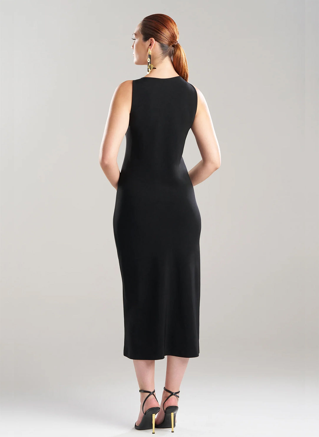 Stretch Crepe Black Tank Column Dress