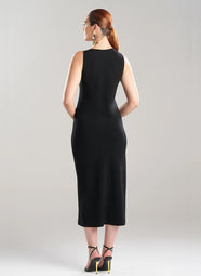 Stretch Crepe Black Tank Column Dress
