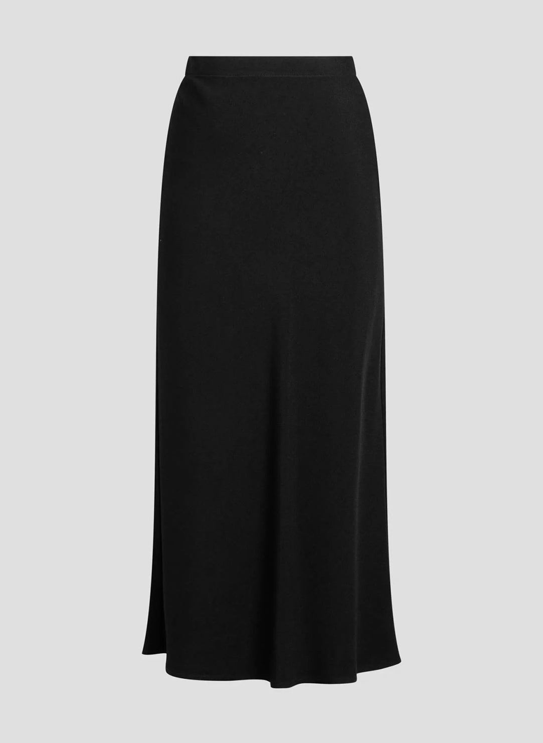 Stretch Crepe Black Pull on Midi Skirt