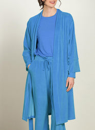 Velvet Blue Naomi Kimono Short Robe
