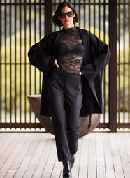 Techno Crepe Black Trapeze Coat