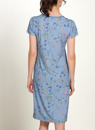 Delhi Dreams Blue Daniela Short Sleeve Night Dress