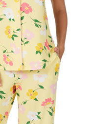 Sunset Garden Yellow Short Sleeved Cropped Pajama Set