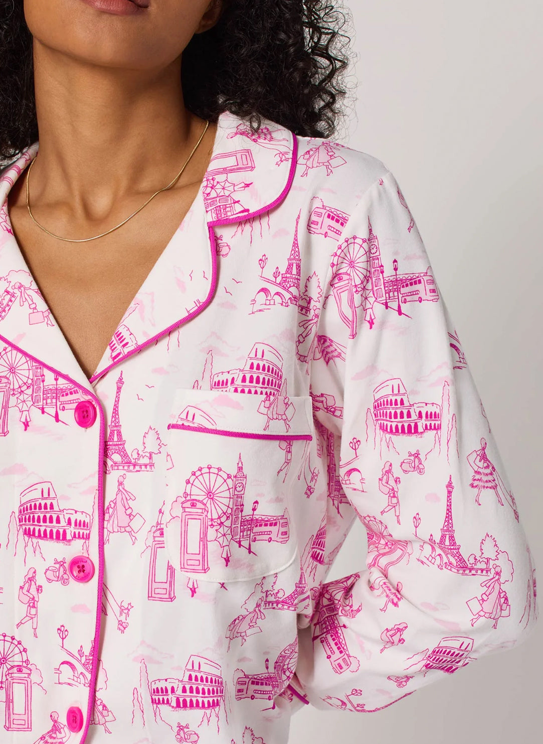 Jet Setter White Long Pajama Set