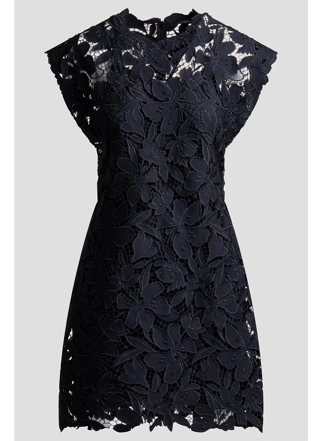 Peony Floral Lace Black Mini Dress