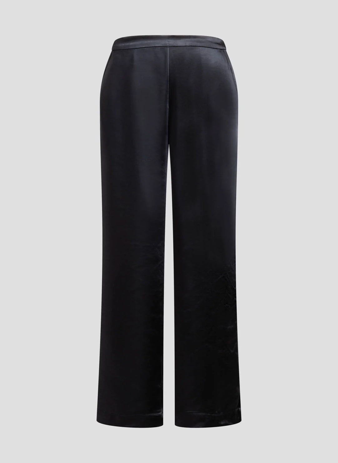Luxe Satin Black Wide Leg Pull on Pants