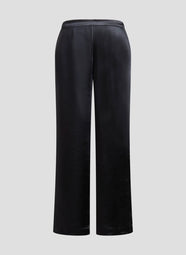 Luxe Satin Black Wide Leg Pull on Pants
