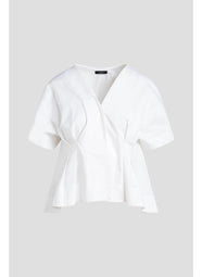 Solid Cotton Poplin White Pleated Back Cocoon Shirt