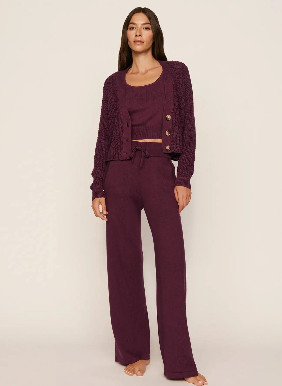 Recycled Sweater Wildberry Cropped Cardigan