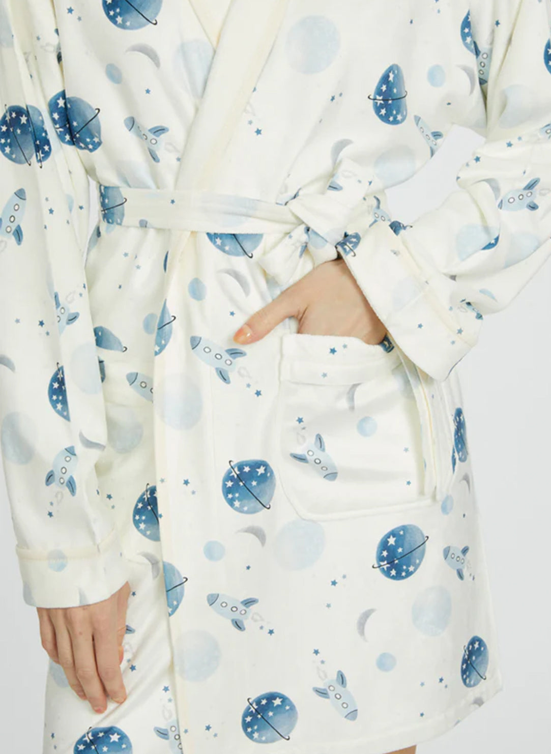 To the Moon and Back Blue Short Robe