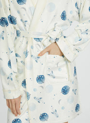 To the Moon and Back Blue Short Robe