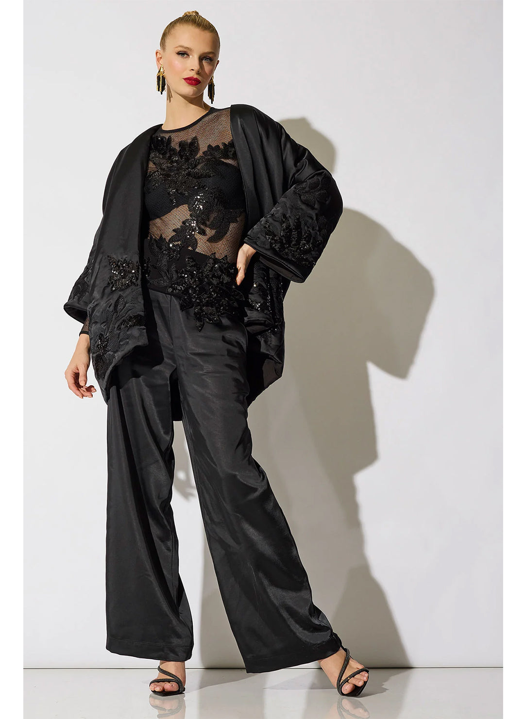 Mesh Black Sequin Embellished Bodysuit