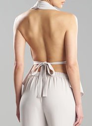 Stretch Crepe Pearl Neck Wrap