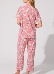 Pink Magnolias Pink Short Sleeve Cropped PJ Set