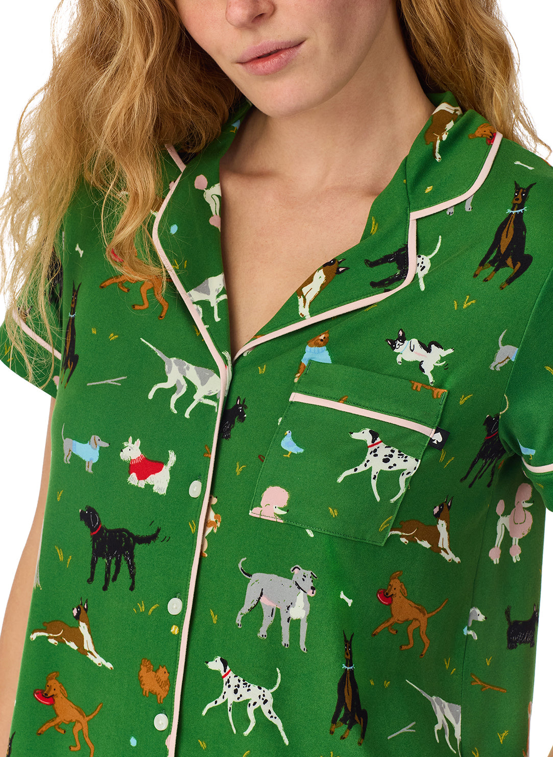 Dog Park Green Short PJ Set