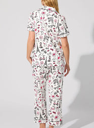 Bonjour Paris White Short Sleeve Cropped PJ Set