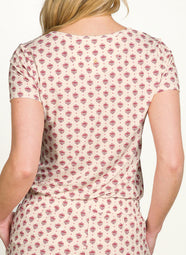 Jaipur Flower White Pink Toy Short Sleeve Top