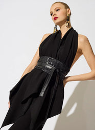 Stretch Crepe Black Neck Wrap