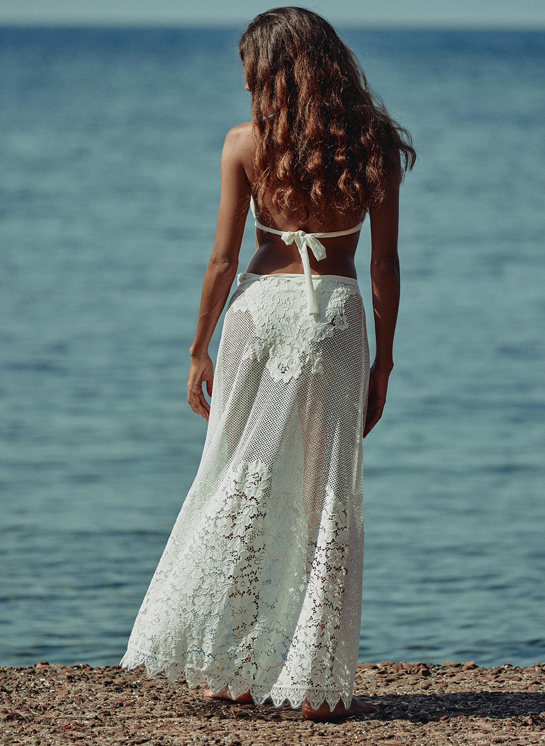 Celeste Dentelle Naturel Lace Long Beach Pareo