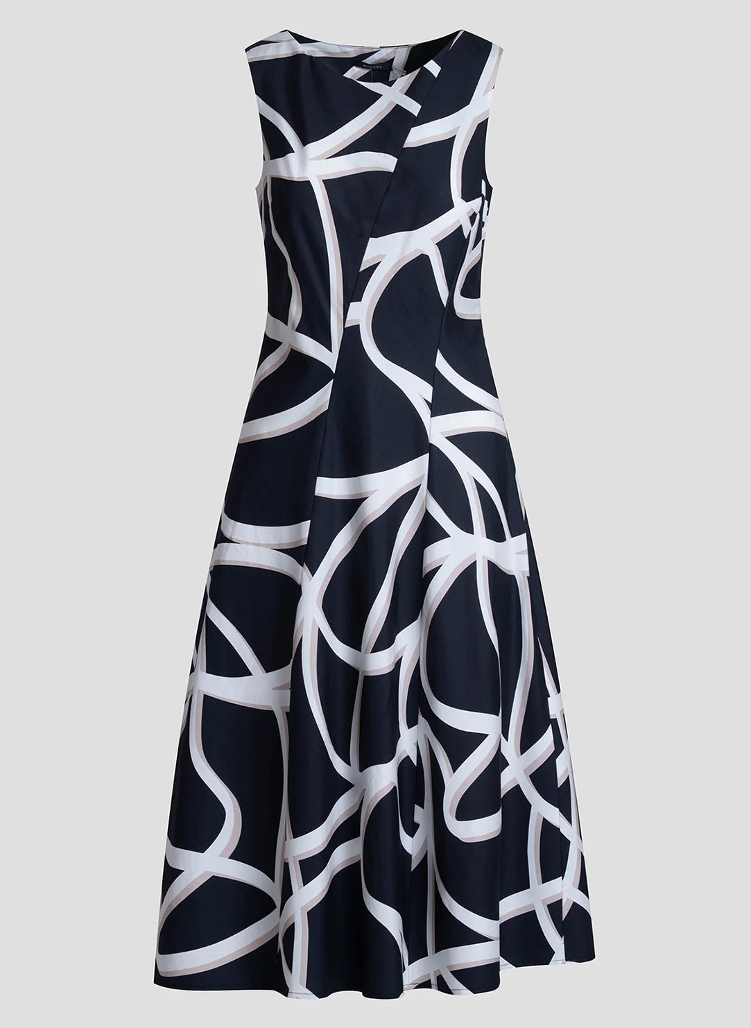 Spiral Cotton Taffeta Black/White Asymmetric Seam Dress
