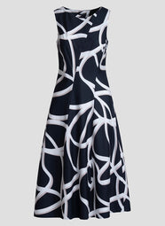 Spiral Cotton Taffeta Black/White Asymmetric Seam Dress