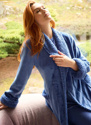 Plush Sherpa Blue Frost Long Robe