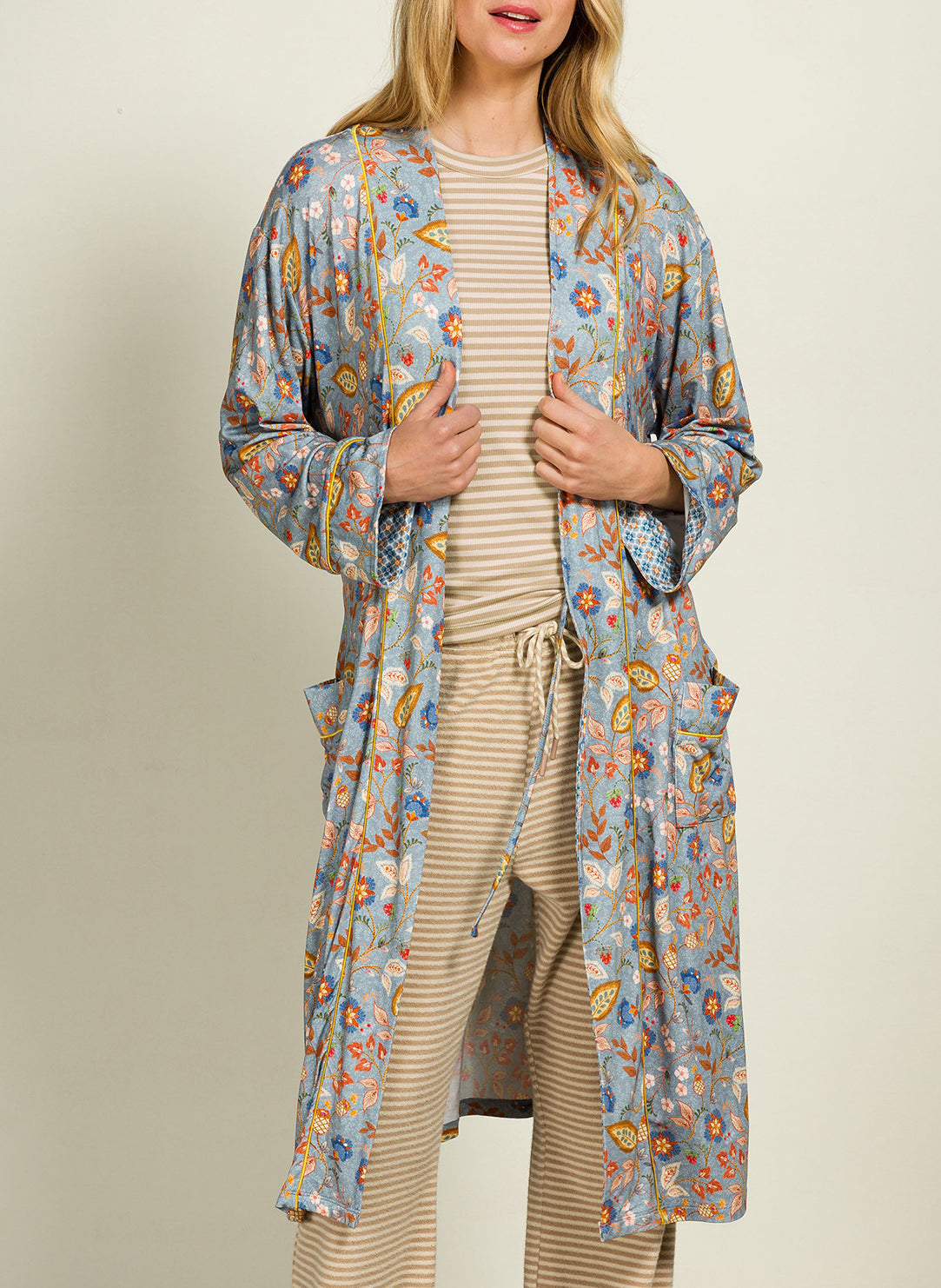 Jameela Blue Nisha Kimono Short Robe