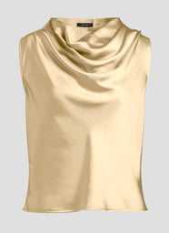 Luxe Satin Gold Drape Neck Top